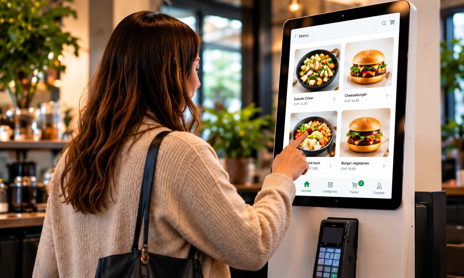 Client commandant sur une borne QuickOrder