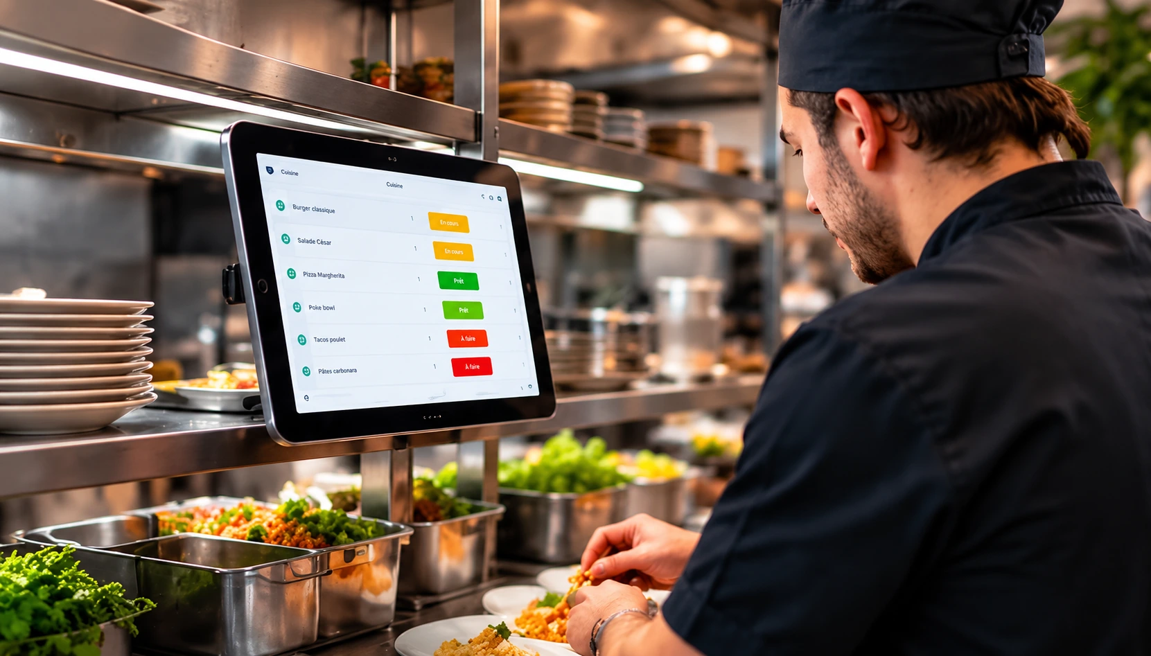 Tablette utilisée comme écran de préparation